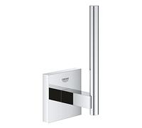 GROHE Start Cube, porte-rouleau de réserve WC adhésif, sans perçage | Porte-rouleau de réserve à coller ou à visser, fixation invisible, vis & chevilles incluses, sans colle (chrome, 40979000)