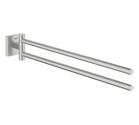 GROHE Start Cube Porte-Serviettes, Porte-Serviettes Mural pour Salle de Bain, 2 Bras pivotants, Fixations Cachées, Fixation avec vis incluses, Métal, 43,8cm, Supersteel, 40976DC0