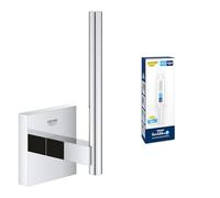 GROHE Start Cube Réserve de Papier Toilette, Métal, Chromé, 40979000 + GROHE Kit colle Quickglue A1, 41127000
