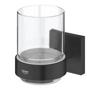 GROHE Gobelet Start Cube 410972430 – Support mural, fixations cachées, QuickGlue – Noir mat