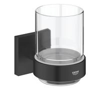 GROHE Gobelet Start Cube 410972430 – Support mural, fixations cachées, QuickGlue – Noir mat
