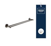 GROHE Start, double porte-drap de bain, à percer, deux serviettes, 66cm | Porte-serviette à deux barres, montage mural stable, fixation invisible, vis et chevilles incluses (anthracite, 41203AL0)