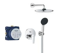 GROHE Start Edge Ensemble de Douche Encastré 2 sorties, Douche de Tête Vitalio Start 250, Douchette Vitalio Start 110 2 jets, Flexible 1,5 m, Chromé, 25293000