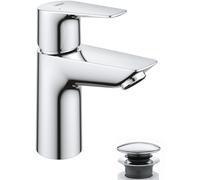 GROHE QUICKFIX StartEdge Mitigeur de Lavabo, Robinet de salle de bains, mousseur économie d'eau, sans tirette, bonde clic clac incluse, installation et nettoyage facile, taille S, chromé, 24199001