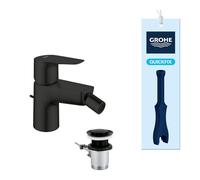GROHE Start Edge QuickFix Mitigeur de Bidet avec Bonde à Tirette, (Cartouche Céramique 28 mm, Économie d’Eau, Flexibles 3/8 Pouce, QuickTool Inclus), Noir Mat, 233452431