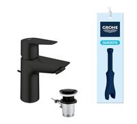 GROHE Start Edge QuickFix Mitigeur de Lavabo de Salle de Bains avec Bonde à Tirette, Taille S (Cartouche Céramique 28 mm, Économie d’Eau, QuickTool Inclus), Noir Mat, 233422431