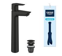 GROHE Start Edge QuickFix Mitigeur de Lavabo de Salles de bain Haut avec Bonde Clic-Clac, Taille XL, pour Vasque à Poser (Cartouche Céramique 28 mm, Économie d’Eau, Outil Inclus), Noir Mat, 237772431