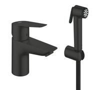 GROHE Start Edge QuickFix Robinet de Lavabo de Salles de bain Taille S avec Douchette à Gâchette (Cartouche Céramique 35 mm, Économie d’Eau, Inverseur Intégré, Outil Inclus), Noir Mat, 237732431