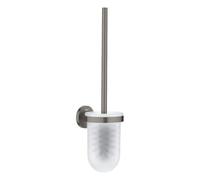 GROHE Start, ensemble brosse WC à coller, sans perçage | Brosse avec support, montage mural, à coller ou visser, vis et chevilles incluses, sans colle (anthracite, 41185AL0)