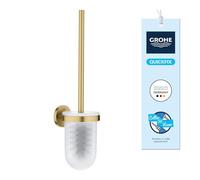 GROHE Start, ensemble brosse WC adhésif pour les toilettes, sans perçage | Brosse avec support, montage mural, à coller ou à percer, vis et chevilles incluses, sans colle (or, 41185GN0)