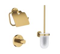 GROHE Start Ensemble d’accessoires WC - porte-balai de toilettes - ouvert - porte-papier toilette - avec clapet - patère - cool sunrise brossé (or) 41173GN0/41179GN0/41185GN0