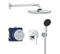 GROHE Start Ensemble de Douche Encastré 2 sorties, Douche de Tête Vitalio Start 25cm, Pommeau de Douche Vitalio Start 11cm 2 jets (Pluie/Stimulant), Support Mural, Flexible 1.5 m, Chromé, 25292000