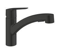 GROHE Robinet de cuisine Start 303072431 – douchette extractible, double rinçage – noir mat