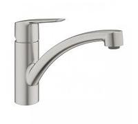 Mitigeur évier START GROHE 32441DC2 QuickFix Plus - bec bas- rotation 140° - inox brossé