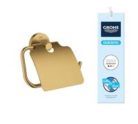 GROHE Start Porte-Papier Toilette avec Couvercle - Métal, Fixation Murale Cachée, Vis et Chevilles Incluses, 167 x 119 mm, Gold Brossé Cool Sunrise, 41179GN0