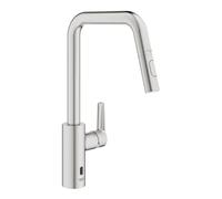 GROHE Start QuickFix Mitigeur monocommande Evier pour cuisine Hybride 2-en-1 ouverture manuelle et fonctionnement sans contact (Bec Haut, Rotation 150°), Supersteel, 101243DC00
