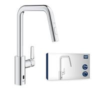 GROHE Start QuickFix Mitigeur monocommande Evier pour cuisine Hybride 2-en-1 ouverture manuelle et fonctionnement sans contact (Bec Haut, Rotation 150°), Chrome, 1012430000