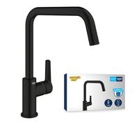 GROHE Start QuickFix Mitigeur Monocommande Robinet pour Evier de Cuisine (Bec en U Haut 310 mm, Cartouche Céramique 28 mm, Zone de rotation 150°, Facile à installer), Noir Mat, 1012422430