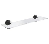 GROHE Start Tablette en Verre, Etagère de Salle de Bain, Fixations Cachées, 53 cm, A coller avec GROHE QuickGlue ou à visser, Noir Mat, 412022430