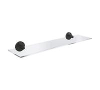 GROHE Tablette en verre Start 412022430 – 53 cm, fixations cachées, à coller ou à visser, noir mat