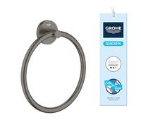 GROHE Start Towel Ring (Metal, Concealed Fastening, Including Screws and Dowels), Size 200 mm, Anthracite Brushed Hard Graphite, 41174AL0