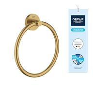 GROHE Start Towel Ring (Metal, Concealed Fastening, Including Screws and Dowels), Size 200 mm, Gold Brushed Cool Sunrise, 41174GN0
