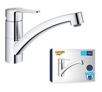 GROHE StartEco Mitigeur Monocommande Evier, Robinet Cuisine, Bec Bas, Rotation 140, Mousseur avec Fente pour un Remplacement sans O