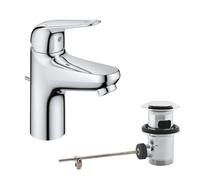 GROHE Swift Mitigeur Monocommande Lavabo, Economie d'Eau, Taille S, Tirette et Vidage, Installation Facile, Chromé, 24316001