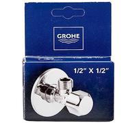 GROHE Technique de Sécurité - Raccord Mural à Clapet d'Angle 1/2 Pouce, Sortie 1/2 Pouce, avec Chambre à Graisse et Double Joint Torique 22032000, Gris