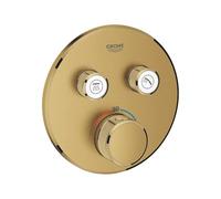 Grohe Thermostat Grohtherm SmartControl avec deux valves de fermeture, rosace à paroi ronde, couleur fraîche lever du soleil brossé - 29119GN0