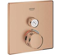 Grohe Thermostat Robinet encastré carré avec 1 clé, Seulement Partie extérieure, série Grohtherm SmartControl, 15,8 x 4,3 x 15,8 cm, cuivre brossé (référence : 29123DL0)