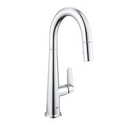 GROHE Veletto Robinet Evier de Cuisine, Mitigeur Cuisine avec Douchette Extractible, Bec Haut en C, Inverseur 2 jets (Laminaire/Pluie), Rotation 360°, Chromé, 30419000 (Import Allemagne)