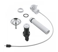 Vidage pour évier GROHE - Bouton poussoir rond - Vidage gain de place - Panier filtre - Blanc