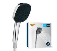 GROHE Vitalio Comfort 110 Ensemble de douche (Pommeau de Douche Cube 2 jets (Pluie/Stimulant), Flexible de douche 1.5m), Procédé anti-calcaire, Sélection Facile, Chromé, 26973001