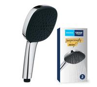 GROHE Vitalio Comfort 110, Pommeau de Douche Cube 11cm 2 jets (Pluie/Stimulant), Sélection Facile, Procédé anti-calcaire, Système de montage universel, Chromé, 26925001