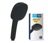 GROHE Vitalio Comfort 110 QuickFix - Douchette à main basse pression (tête carrée 11 cm 2 jets : Rain & Jet, système anticalcaire, anneau en silicone, système de montage universel), noir mat,