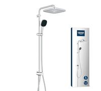 GROHE Vitalio Comfort 250, Colonne de Douche avec Inverseur Manuel, Douchette Vitalio Comfort 11cm 2 jets, Flexible 1,5m, Economie d'Eau, Chromé, 26986001