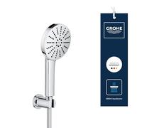 GROHE Vitalio Joy+ 120 Ensemble Pomme de douche & Support Mural, (⌀120 mm, 3 Jets, Économie d’Eau 6,3 l/min, Protection Anti-Brûlure, Flexible 1,5m), Chrome, 1348650000
