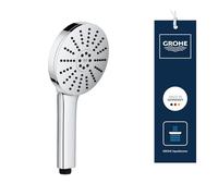 GROHE Vitalio Joy+ 120 - Pomme de douche 3 Jets: Pluie, Jet, Booster, (⌀120 mm, Économie d’Eau 6,3 l/min, Protection Anti-Brûlure, Montage Universel), Chrome, 1348630000