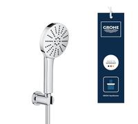 GROHE Vitalio Joy+ 120 Ensemble Pomme de douche & Support Mural, (⌀120 mm, 3 Jets, Économie d’Eau 6,3 l/min, Protection Anti-Brûlure, Flexible 1,5m), Chrome, 1348650000