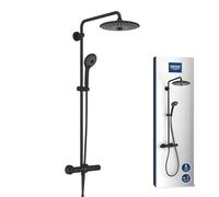 GROHE Vitalio Joy 260, Colonne de Douche avec Thermostatique (Douche de Tête 26cm 3 jets, Pommeau de Douche 11cm 3 jets), Economie d'Eau, Phantom Black, 26403KF2