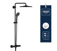 GROHE Vitalio Joy XXL 310 - Colonne de douche avec Mitigeur Thermostatique Cool Touch (Douche de Tête 31 cm, Bras Orientable, Douchette 11 cm 3 Jets, Économie d’Eau), Noir Mat, 264002431