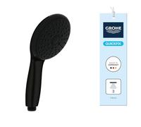 GROHE Vitalio Start 110 - Douchette à main (Ronde 11 cm 3 Jets : Pluie, Jet & Massage, Système Anti-Calcaire, Anneau en Silicone, Système de Montage Universel, Économie d’Eau), Noir Mat, 260312431