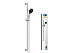GROHE Vitalio Start 110 Ensemble de Douche (Pommeau de Douche 11cm 2 jets, Barre 90cm, Flexible de douche 1.75m), Economie d'Eau, A coller avec GROHE QuickGlue ou à visser, Chromé, 26955001