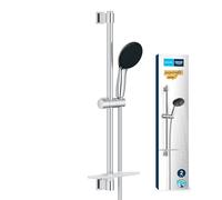 GROHE Vitalio Start 110, Ensemble de douche avec Douchette 2 jets (Pluie et Stimulant), Barre 60cm, Flexible de douche 1,75m et Tablette, A coller avec GROHE QuickGlue ou à visser, Chromé, 26952001