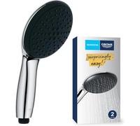 GROHE Vitalio Start 110, Pommeau de Douche 11cm 2 jets (Pluie/Stimulant), Procédé anti-calcaire, Système de montage universel, Chromé, 26948001