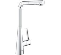 GROHE Zedra Mitigeur monocommandé pour évier, avec douchette extractible Dual, 32553002, Couleur: chrome