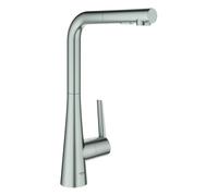 GROHE Zedra Mitigeur monocommandé pour évier, avec douchette extractible Dual, 32553DC2, Couleur: acier super