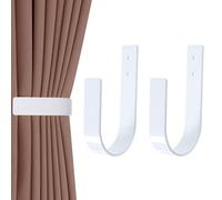 Groleca 2 Pack Modern Curtain Holdbacks Curtain Tiebacks Wall Mount Solid Aluminum U Shaped Curtain Wall Hooks Curtain Pull Backs Curtain Holders Curtain Tie Backs for Curtain (2, White)