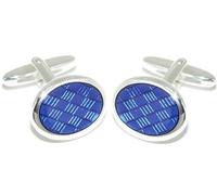 Grom Boutons de Manchette Argent Bleu Kaltemaileinlage